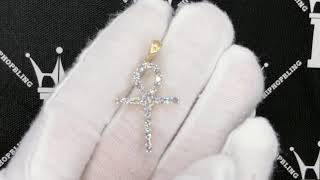 1.00 Carat Diamond Ankh Cross In 10K Yellow D Real Hip Hop Jewelry