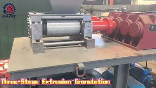 Trial operation of the double-roller extrusion granulator