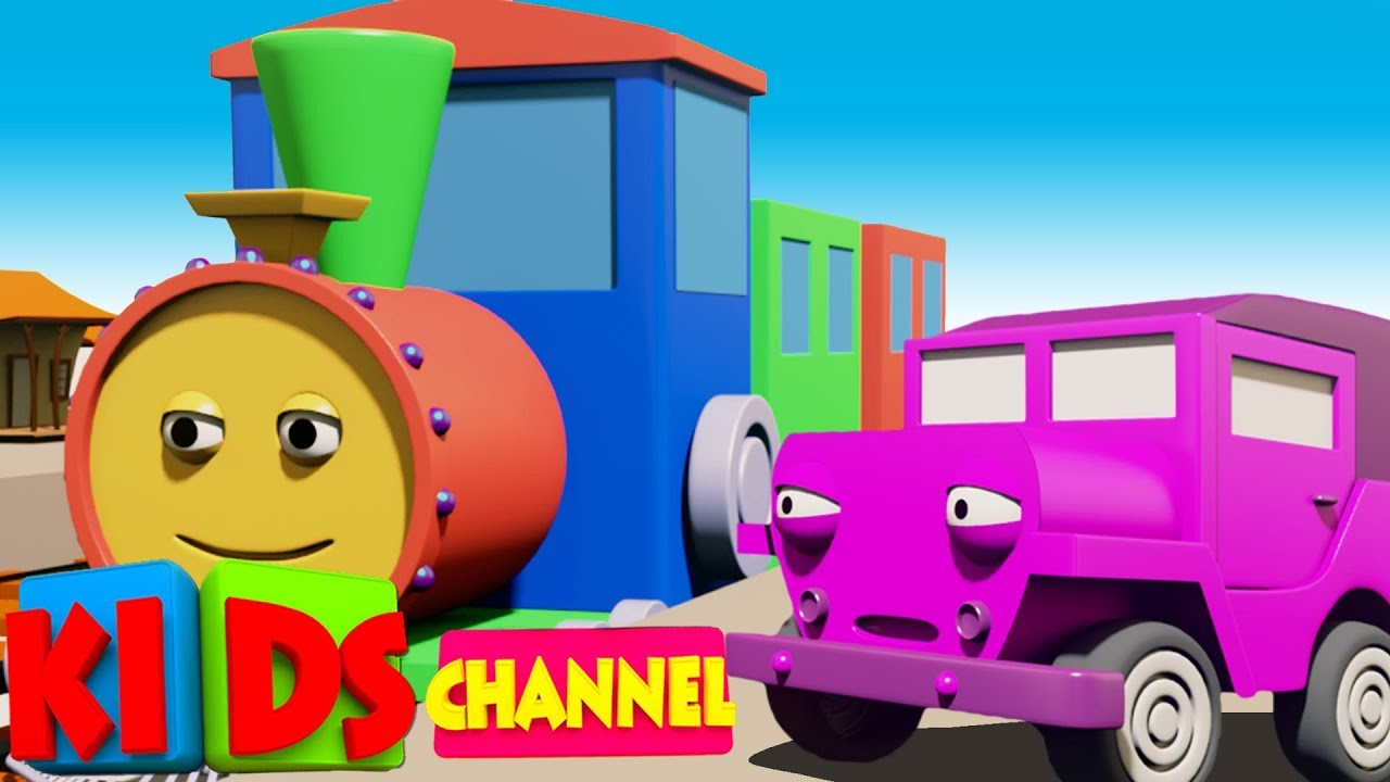 trucks skate learn colors with train | learning colors with 3D vehicles | 3D video | learn colors by Kids Channel