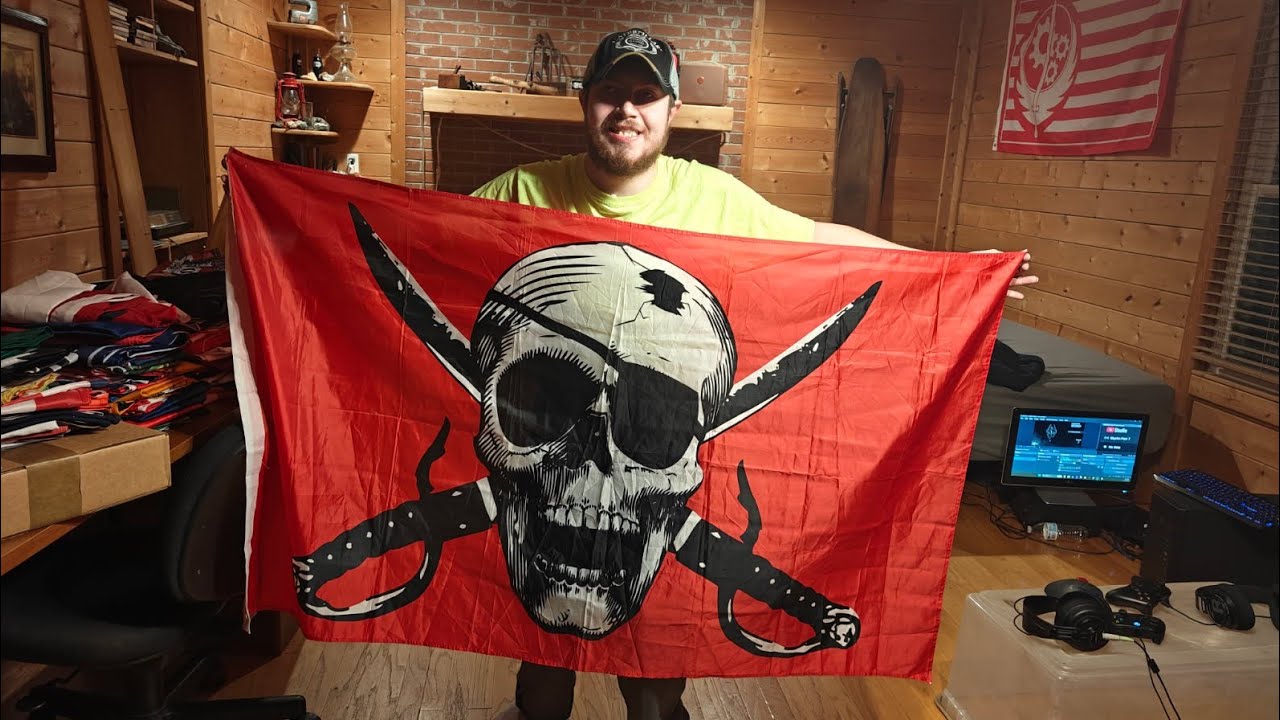 3'x5' Crimson Pirate Flag Outdoor Indoor Banner Jolly Roger Swords