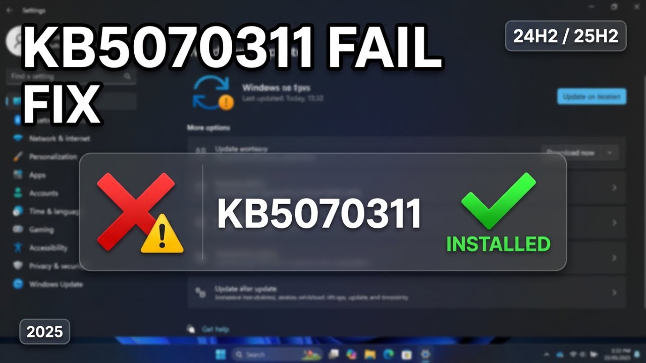 How to Fix KB5070311 Not Installing on Windows 11 (24H2 / 25H2)
