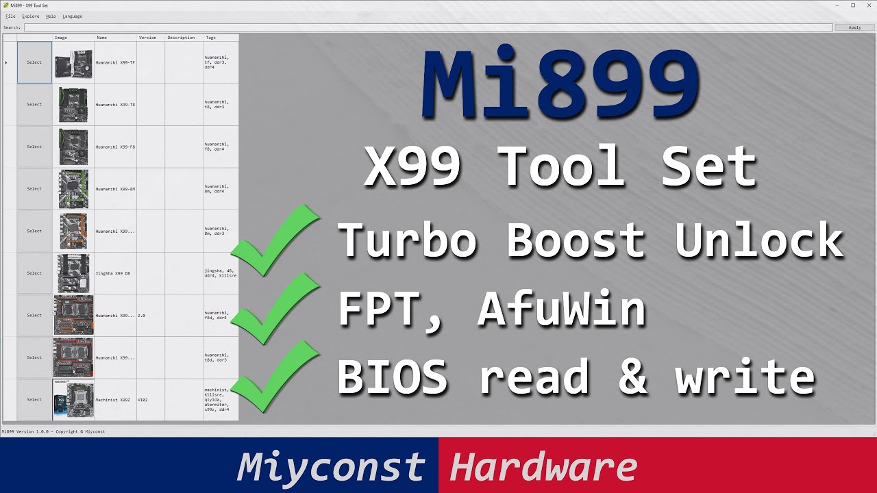 🇬🇧 Mi899 – X99 Tool Set | read, write BIOS & unlock turbo-boost
