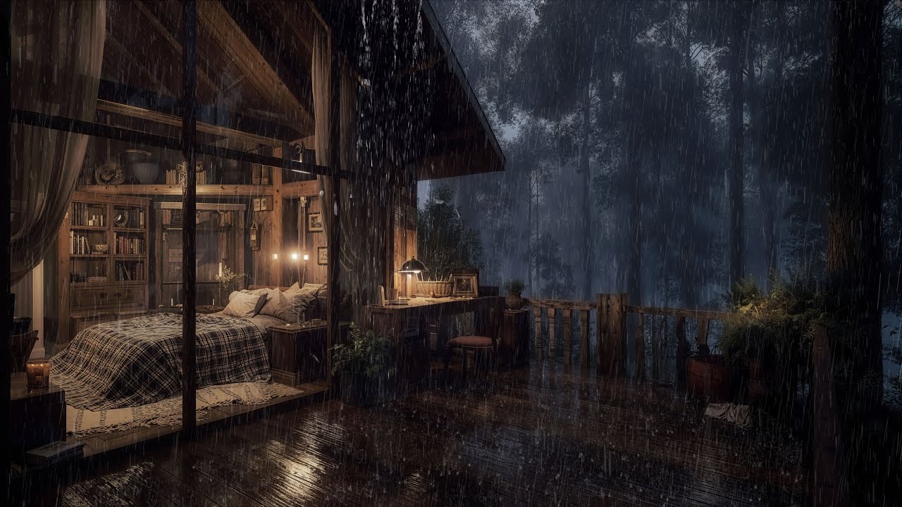 Cozy Cabin In The Rainy Forest | Soft Night Sounds To Help You Drift Into Deep Sleep