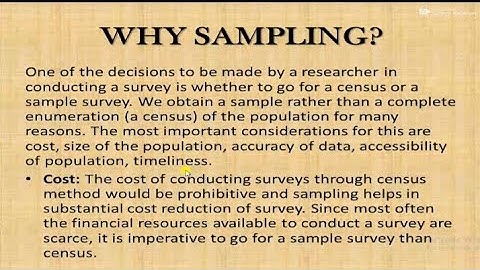 Sampling // Disadvantages of Sampling // Essentials of a Good Sample