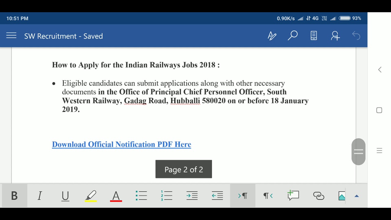 South Western Railway Recruitment 2019