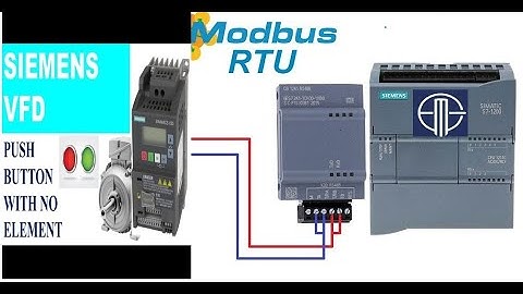Siemens S7-1200 PLC communication with Sinamics V20 VFD via Modbus RTU protocol.