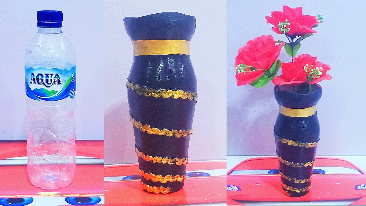 Vas bunga dari botol plastik How to make flower Vase at 