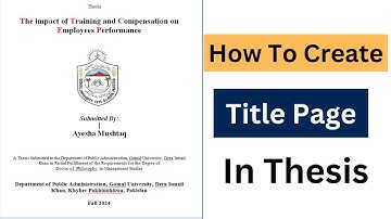 How To Create Title Page For Research Paper | how to create Title page in thesis