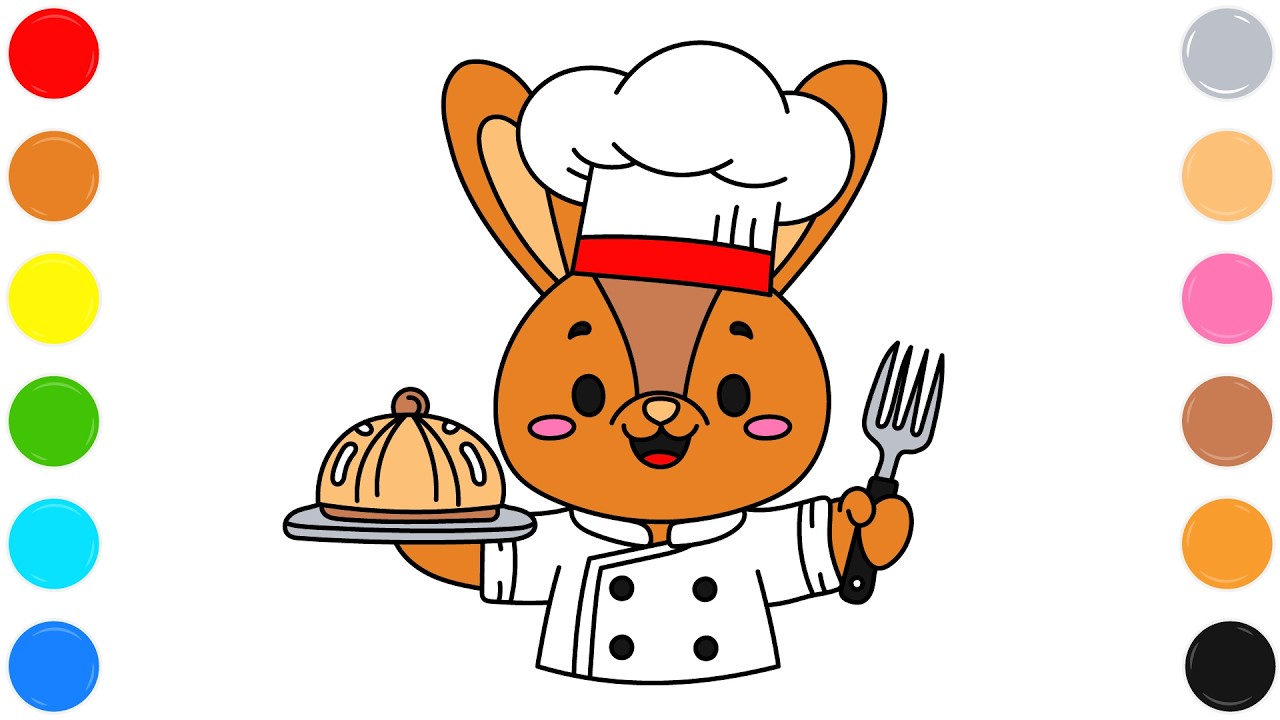 😺 Cat Chef Coloring Page for Kids | Cute Cooking Fun Art 🧑‍🍳🍴
