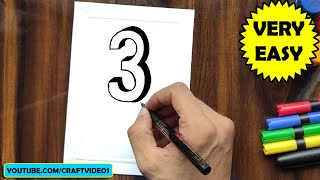 HOW TO DRAW 3D NUMBER 3 | WRITE 3D NUMBER 3