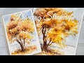 Dancing strokes and salt how can we use it autumn tree and color watercolor tutorial step by step