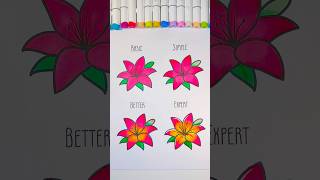 Lily coloring from basic to expert 🌺Printable sheets on my Patreon 🤍#coloring #markerart #art