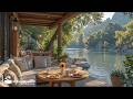 Elegant Jazz In Rustic Cafe Cabin Slow Jazz Melodies In Lush Nature Calm River Sound For Rela 