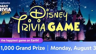 Swagbucks Daily Trivia Live 8.31.2026 Disney Edition