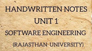 UNIT - 1 NOTES (PDF) | SOFTWARE ENGINEERING | BCA PART 2 | 2023-25 | RAJASTHAN UNIVERSITY
