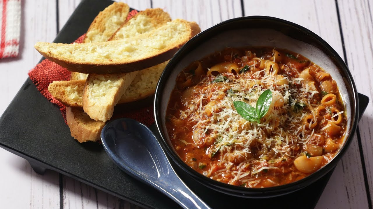 Tomato Macaroni Pasta Soup | Macaroni Pasta Recipe in Tomato Soup By Kamini | Monsoon Special Soup | India Food Network