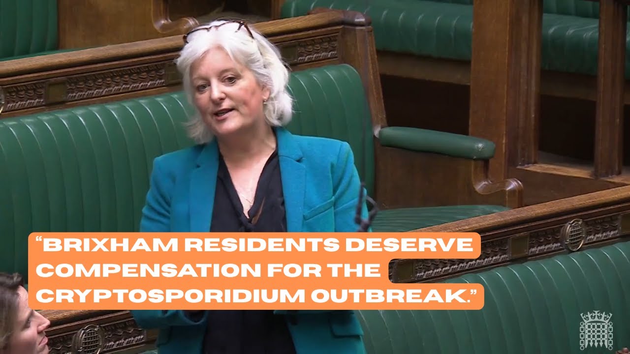 Watch my question calling for compensation for victims of Brixham's cryptosporidium outbreak