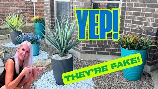 Full FRONT YARD LANDSCAPING WITH FAKE PLANTS | CHEAPER, EASIER & LONG-LASTING!  Update