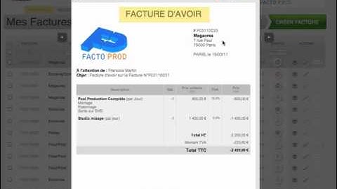 Créer un Avoir avec FACTOMOS, logiciel de facturation.