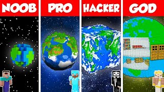 Minecraft Battle: NOOB vs PRO vs HACKER vs GOD: INSIDE EARTH HOUSE BASE BUILD CHALLENGE / Animation