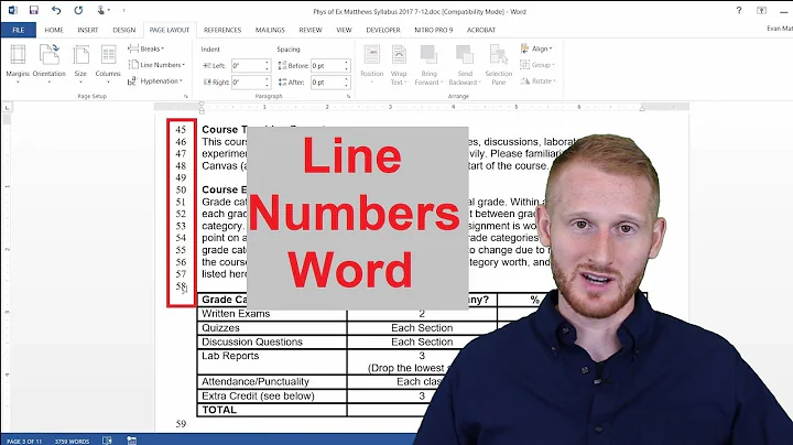 Line Numbers in Microsoft Word