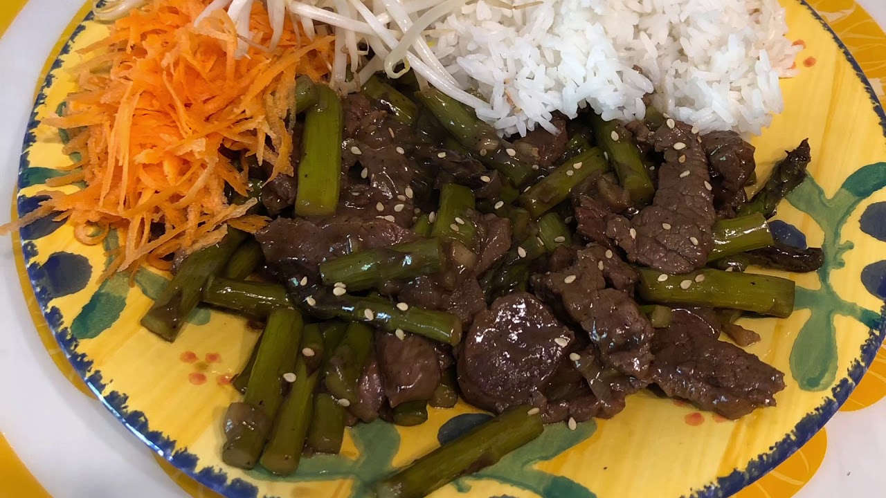 BEEF ASPARAGUS in TERIYAKI SAUCE / easy recipe - YouTube