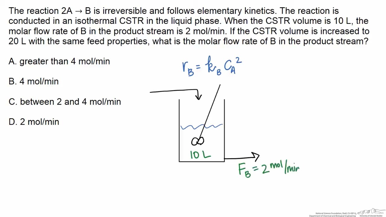 CSTR Material Balance:  Effect of Increasing Volume on Yield (Interactive)