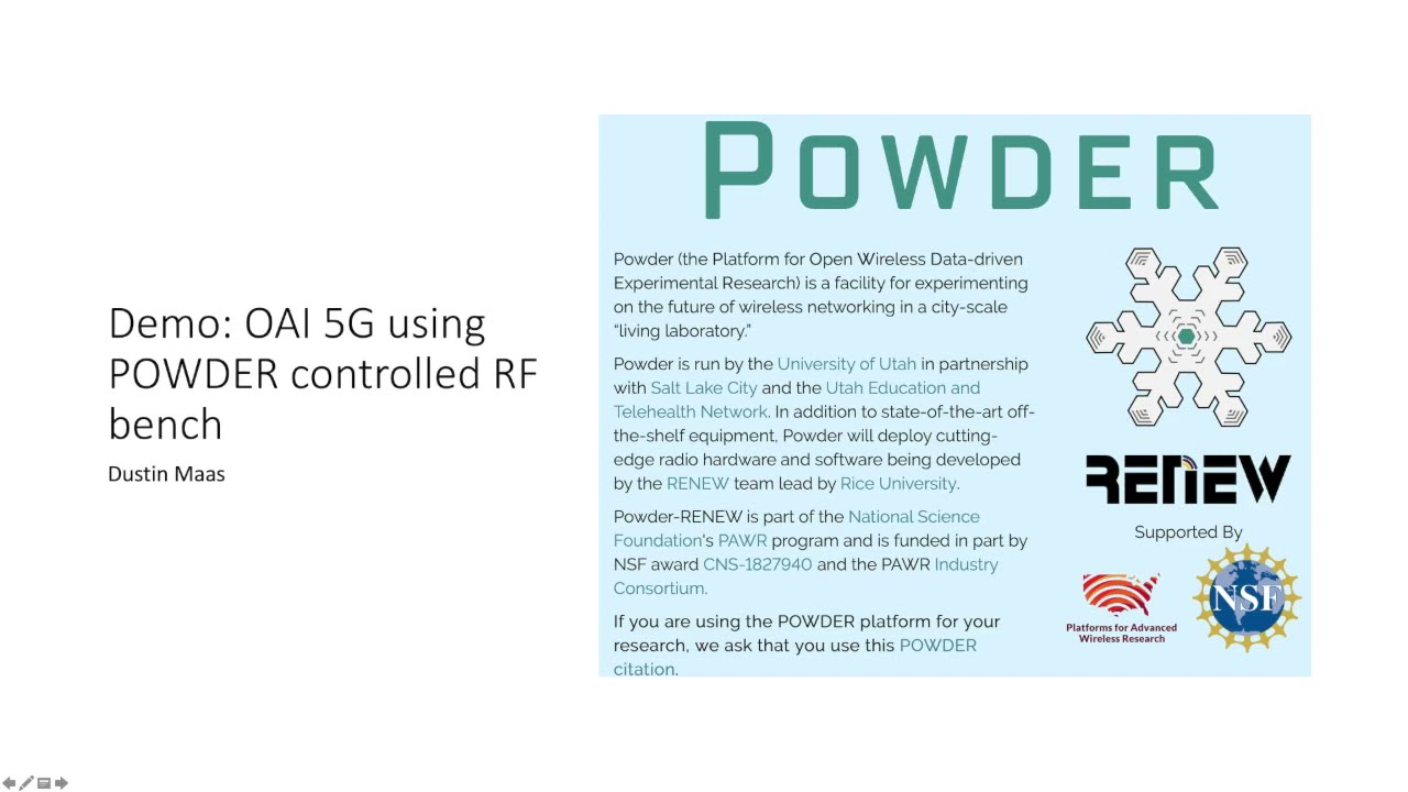 OAI 5G Using POWDER Controlled RF Bench