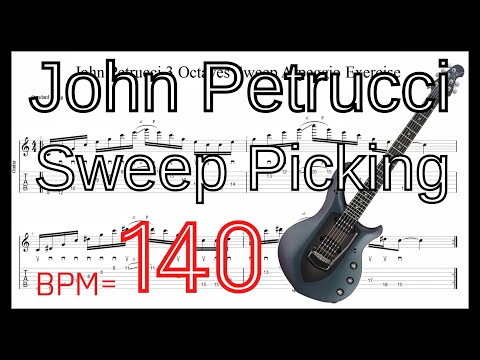【ギター基礎練習】ジョン･ペトルーシ スウィープ練習 テクニカルギター BPM140 【キソレン TAB】