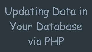 Updating Data in Your Database via PHP Profile