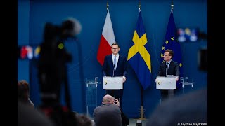 Mateusz Morawiecki - press conference during a foreign visit to Stockholm.