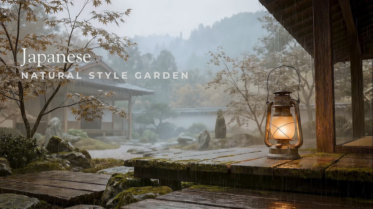 2 Hours of meditation rain coding in Japanese natural style garden 🕰️🕯️