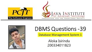 Question Set 39 | Database Management System | Java Institute