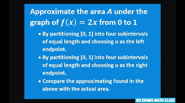 Approx area under graph y = 2x by partitioning into four intervals from [0, 1]. Left right endpoint