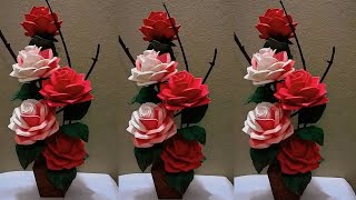 How to make roses from plastic bags  flower crafts ideas