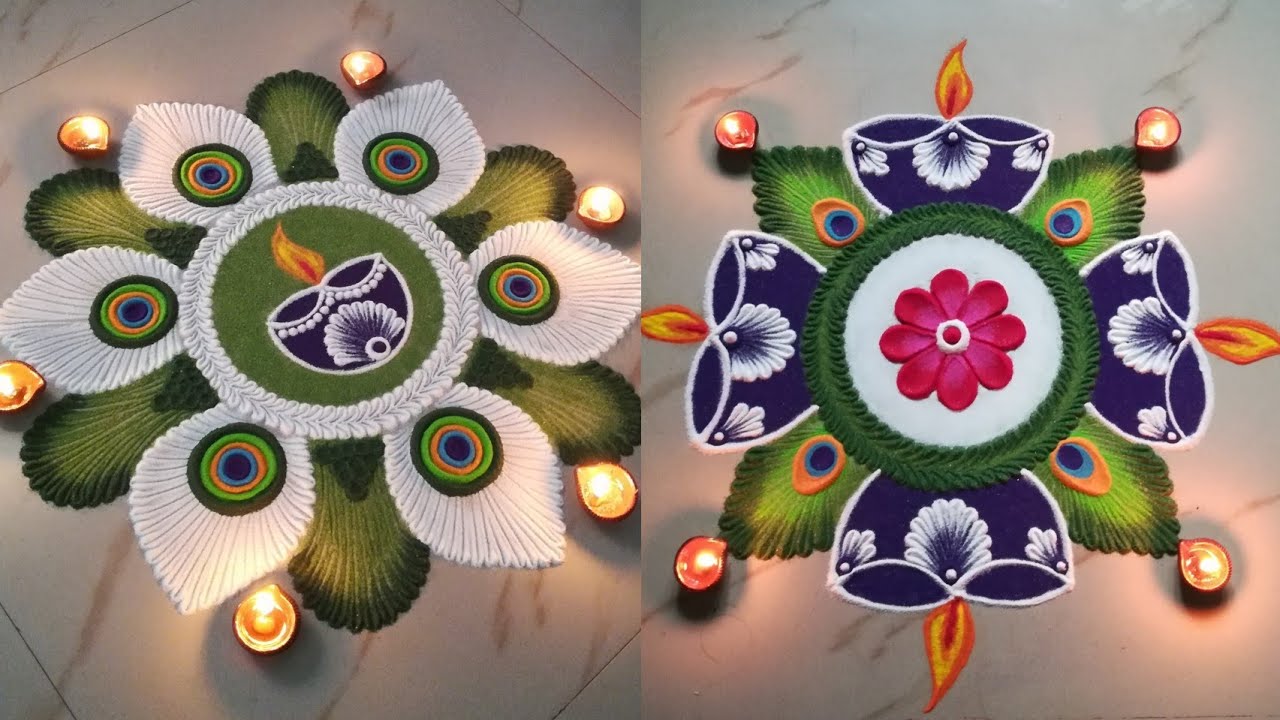 Top 5 Diwali Special Rangoli Designs | Peacock Feathered Rangolis ...