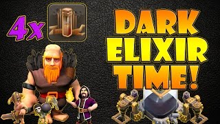 TH9 GiWi & 4 Earthquake Spells (Giant, Barbarian, Wizard, & Wall Breaker) Dark Elixir Farming (DE)