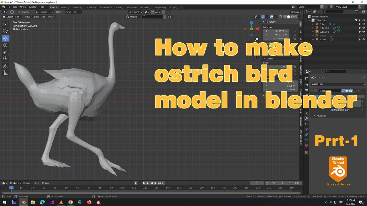 How to make ostrich bird model in blender - YouTube