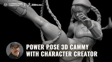 3D Sculpt of Street Fighter Cammy: Power posed with ZBrush Pose Tools and Character Creator