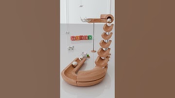 Balls on a Wooden Circuit [9] #shorts  #marblerun #animation #asmr