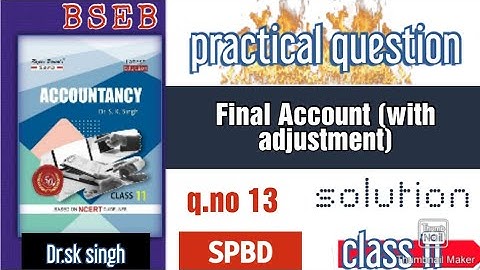 Accountancy class11 final account with adjustment qno 13|| dr sk Singh book || #BSEB_FINAL_ACCOUNT