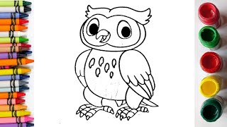 Owl 🦉 drawing, painting, coloring for kids and toddlers || learn coloring | Rainbow Rendition #art