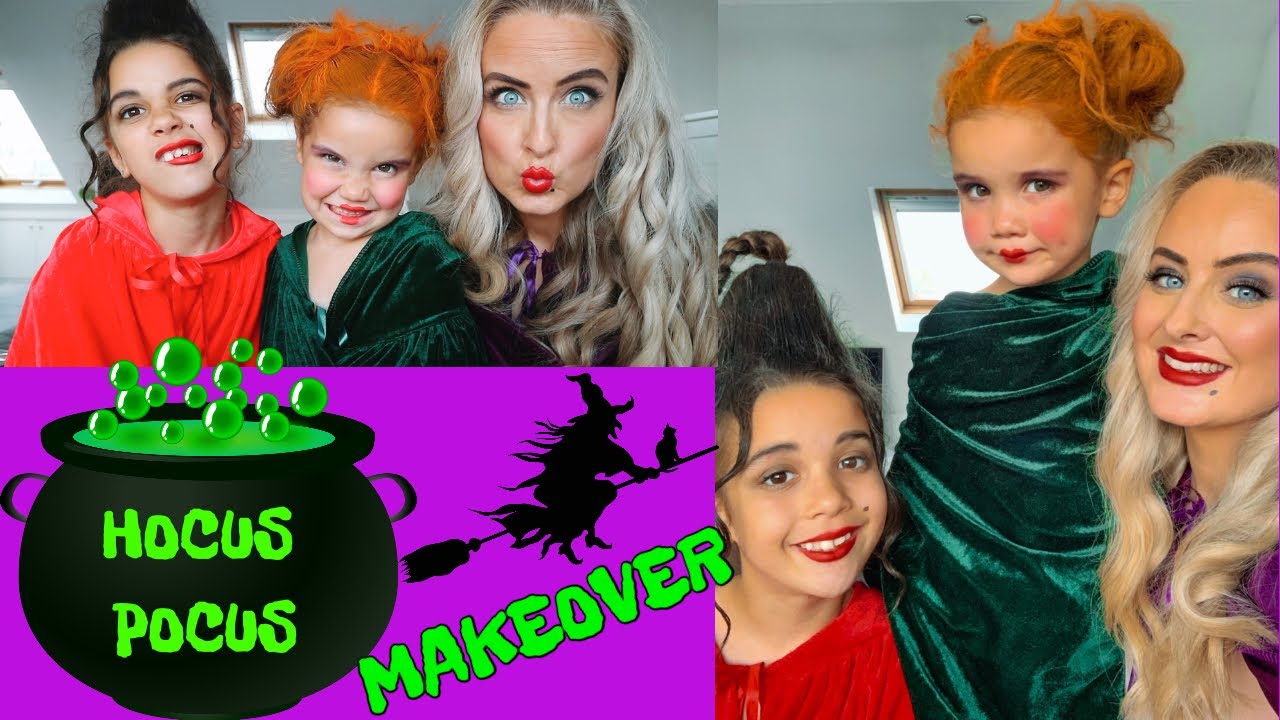 HOCUS POCUS MAKEOVER - DIY HALLOWEEN COSTUMES/MAKEUP!! SANDERSON SISTERS TRANSFORMATION!