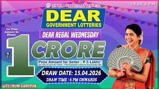 LOTTERY LIVE DEAR 6 PM 15.04.2026 SIKKIM STATE LOTTERY LIVE DRAW LOTTERY SAMBAD LIVE FROM GANGTOK
