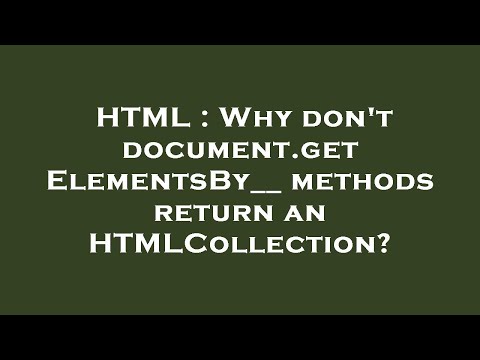 HTML : Why