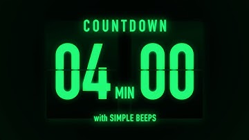 4 Minute Countdown Timer 🟢 Flip Clock with Simple Beeps