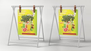 Sandwich board fresh orange juice drink poster design in illustrator
