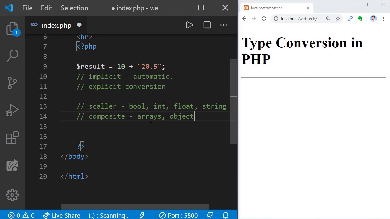 #15 PHP Course | How Type Conversion Work - YouTube