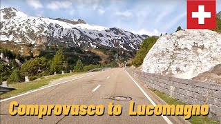 Driving in Switzerland from Comprovasco to on a mountain pass (pasoo del Lucomagno) 1920 M