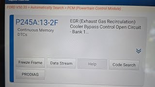 P245A Ford ecosport EGR (exhaust gas recirculation) cooler bypass control open circuit Bank 1